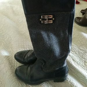 Tommy Hilfiger black and gray riding boots